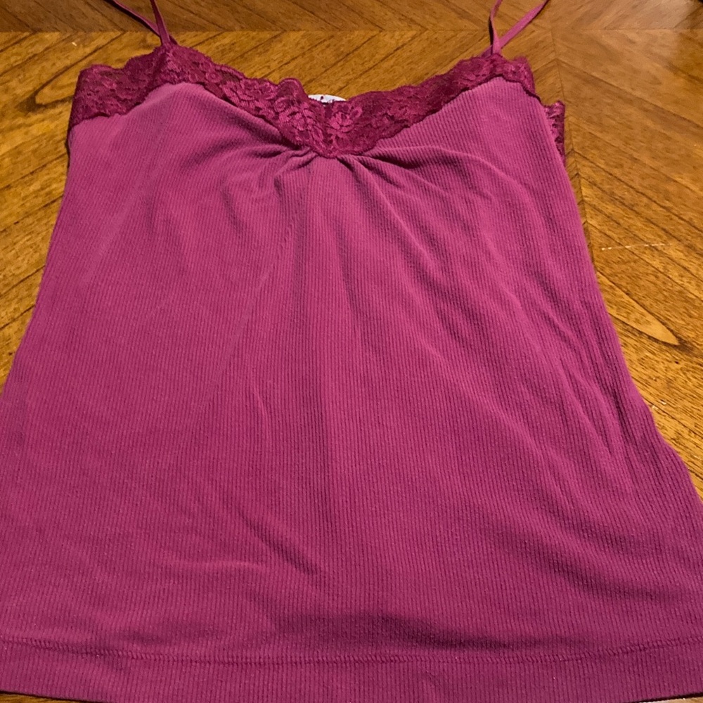 Women's Pink Lace Trim Cami Top